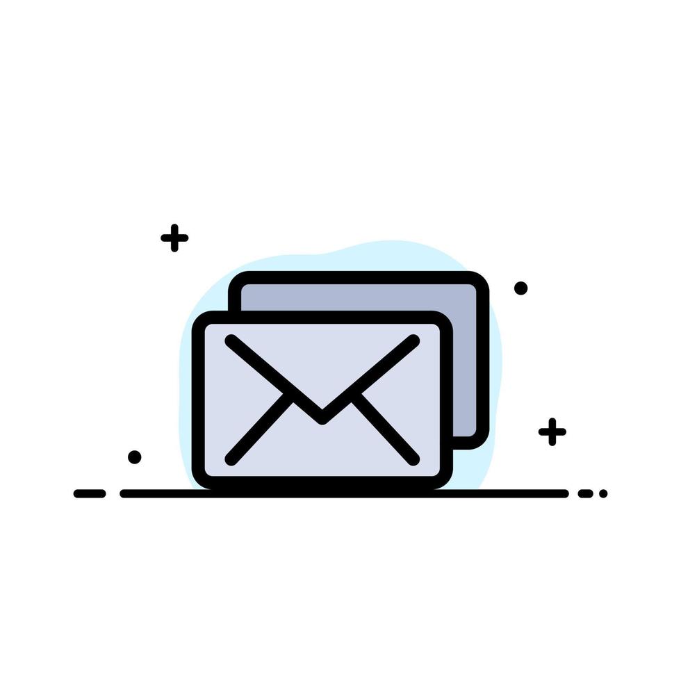 modelo de banner de vetor de ícone cheio de linha plana de negócios de mensagem de correio comercial