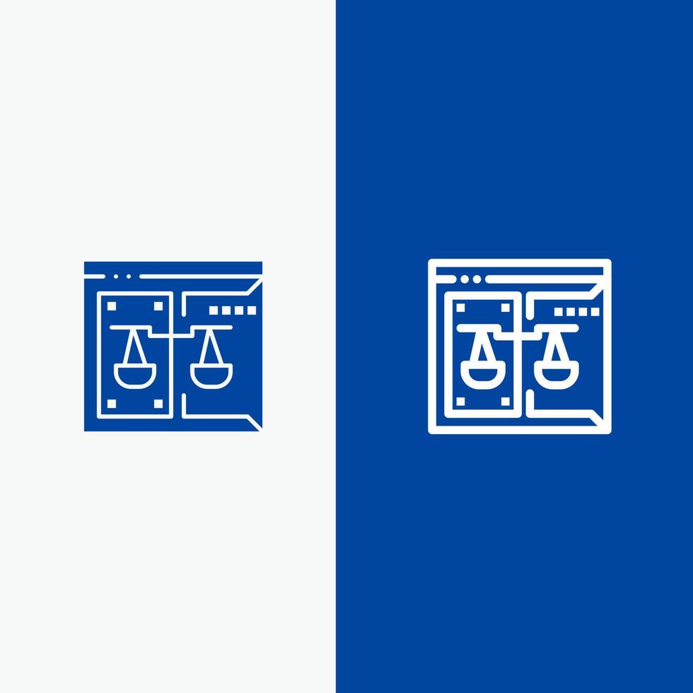 tribunal de direitos autorais de negócios linha de lei digital e ícone sólido de glifo banner azul linha e ícone sólido de glifo banner azul vetor