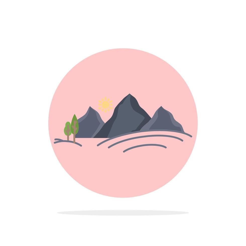 colina paisagem natureza montanha sol cor plana vetor ícone
