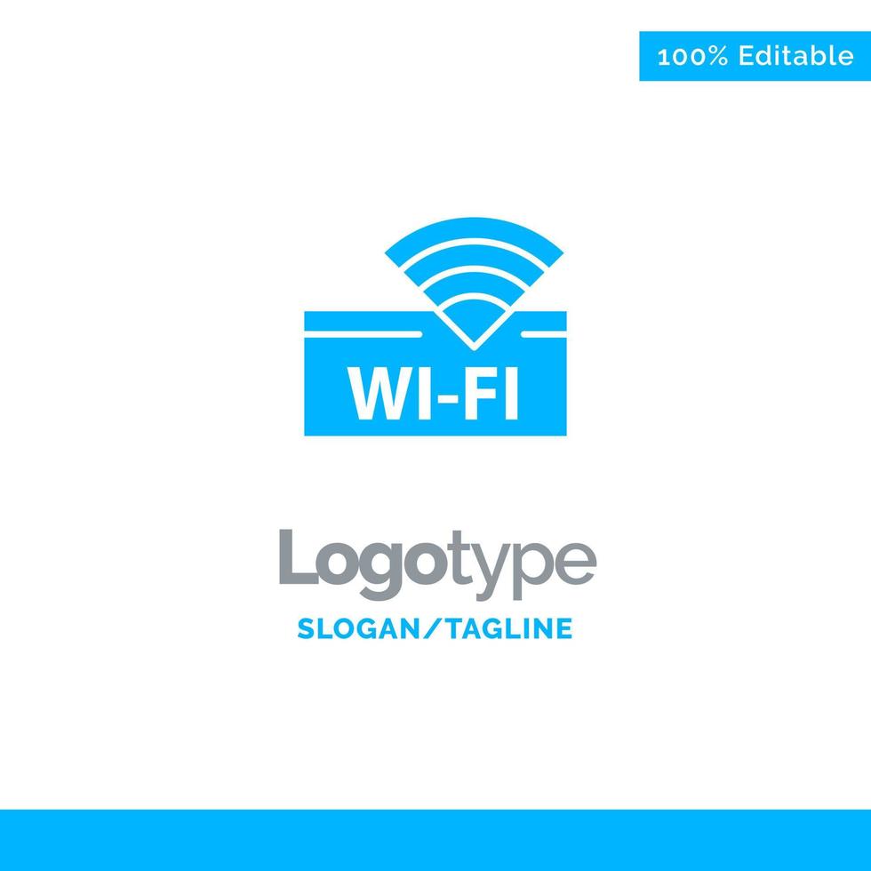 modelo de logotipo de negócios azul de dispositivo de serviço wifi de hotel vetor