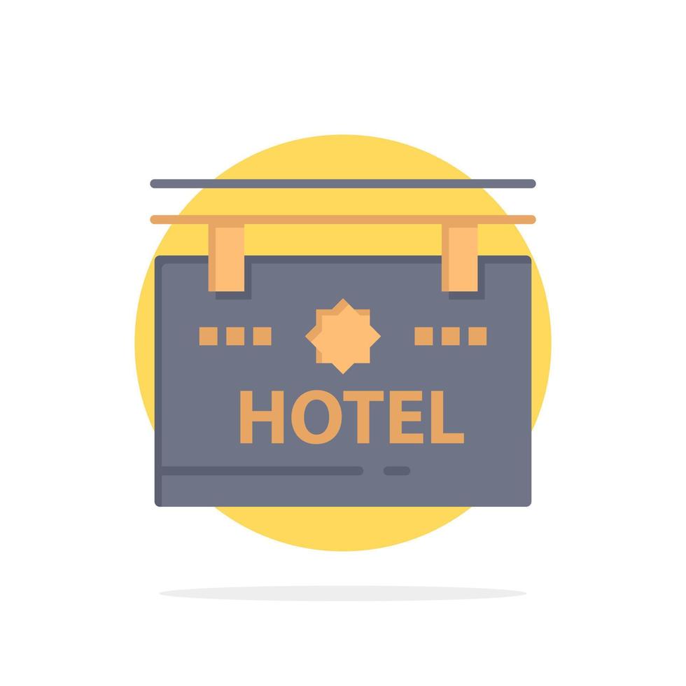 ícone de cor plana de fundo de círculo abstrato de localização de placa de sinal de hotel vetor