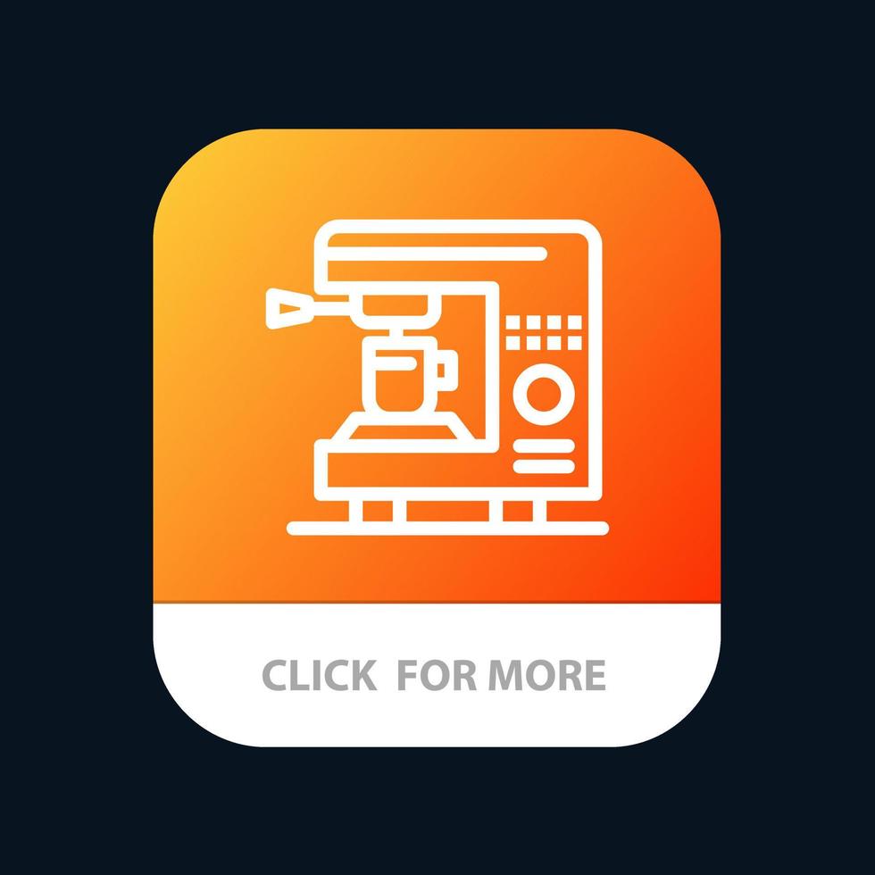 máquina de café elétrica em casa botão de aplicativo móvel versão de linha android e ios vetor