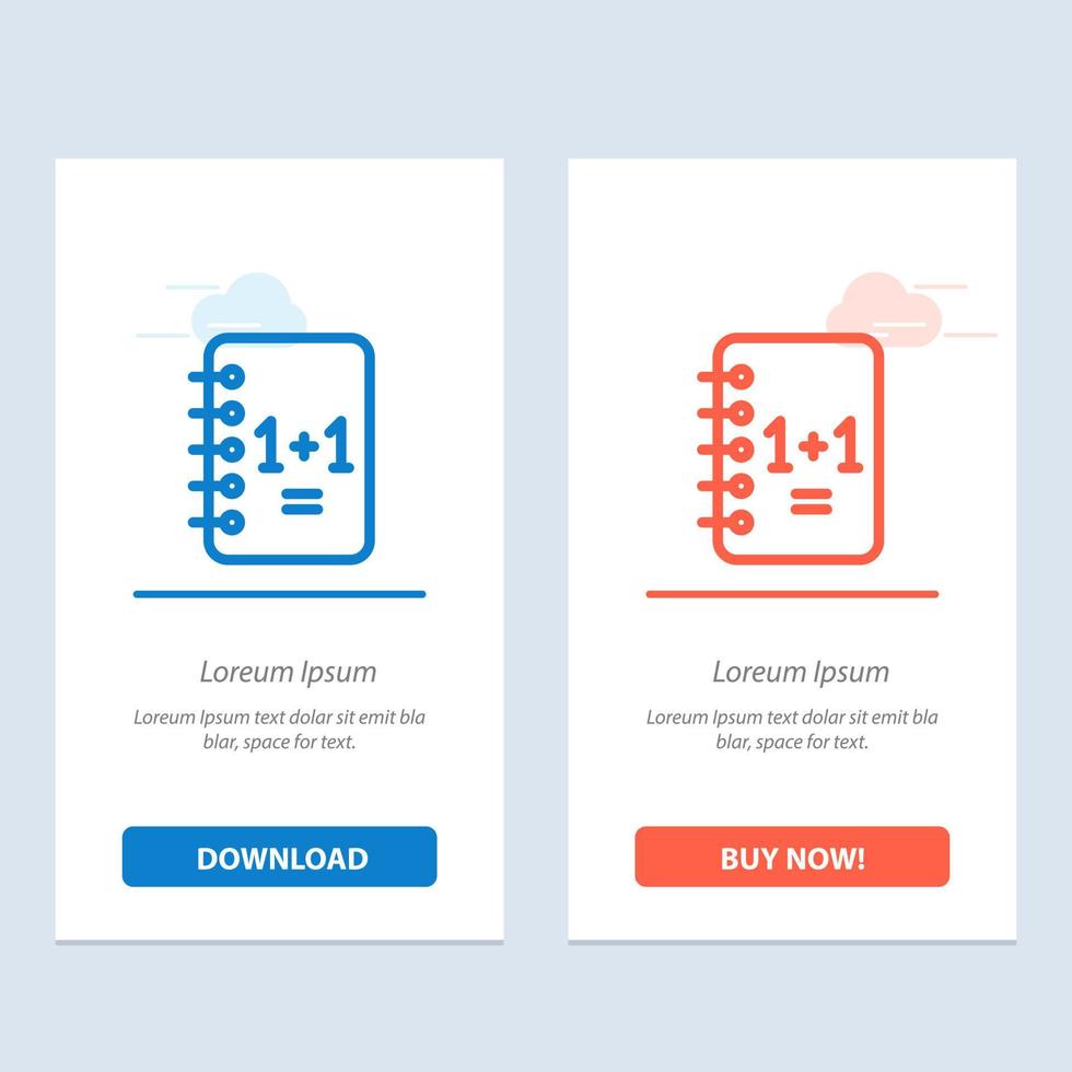 bloco de notas de caderno de educação 11 azul e vermelho baixe e compre agora modelo de cartão de widget da web vetor