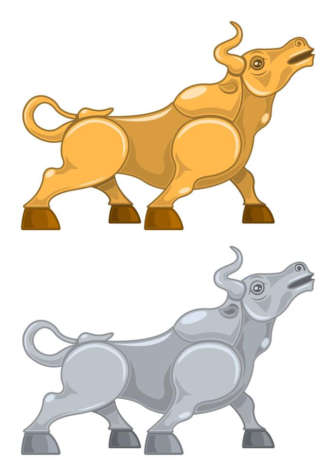 metal ouro e ferro touro, vista lateral do boi vetor