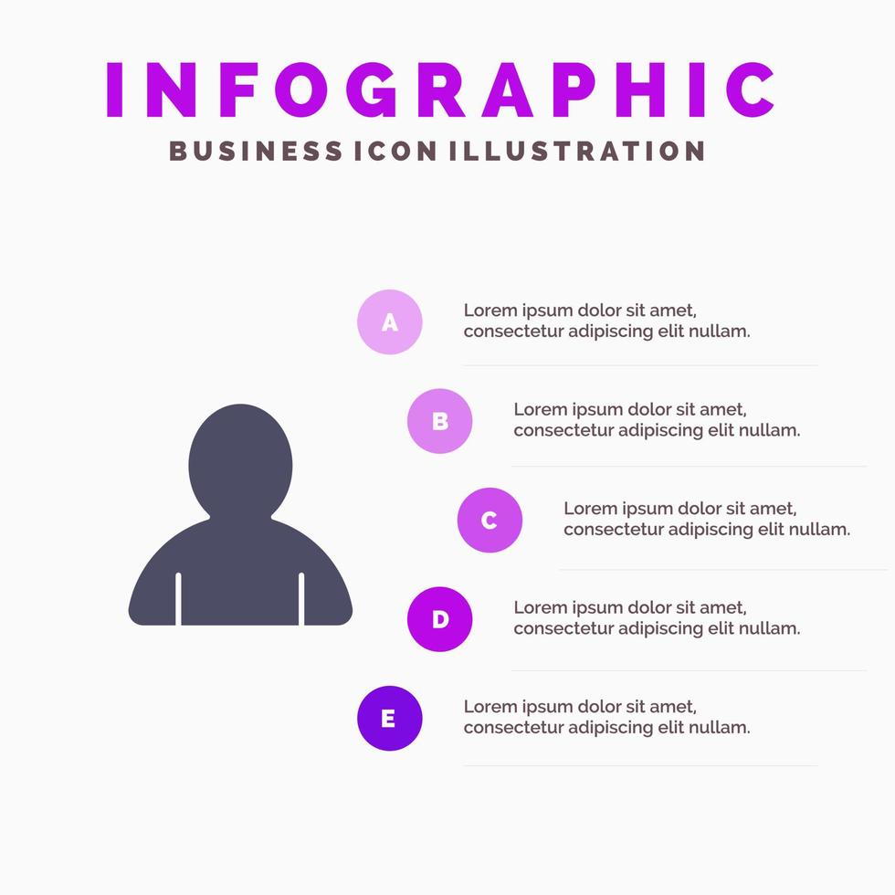 conta avatar usuário ícone sólido infográficos 5 passos fundo de apresentação vetor