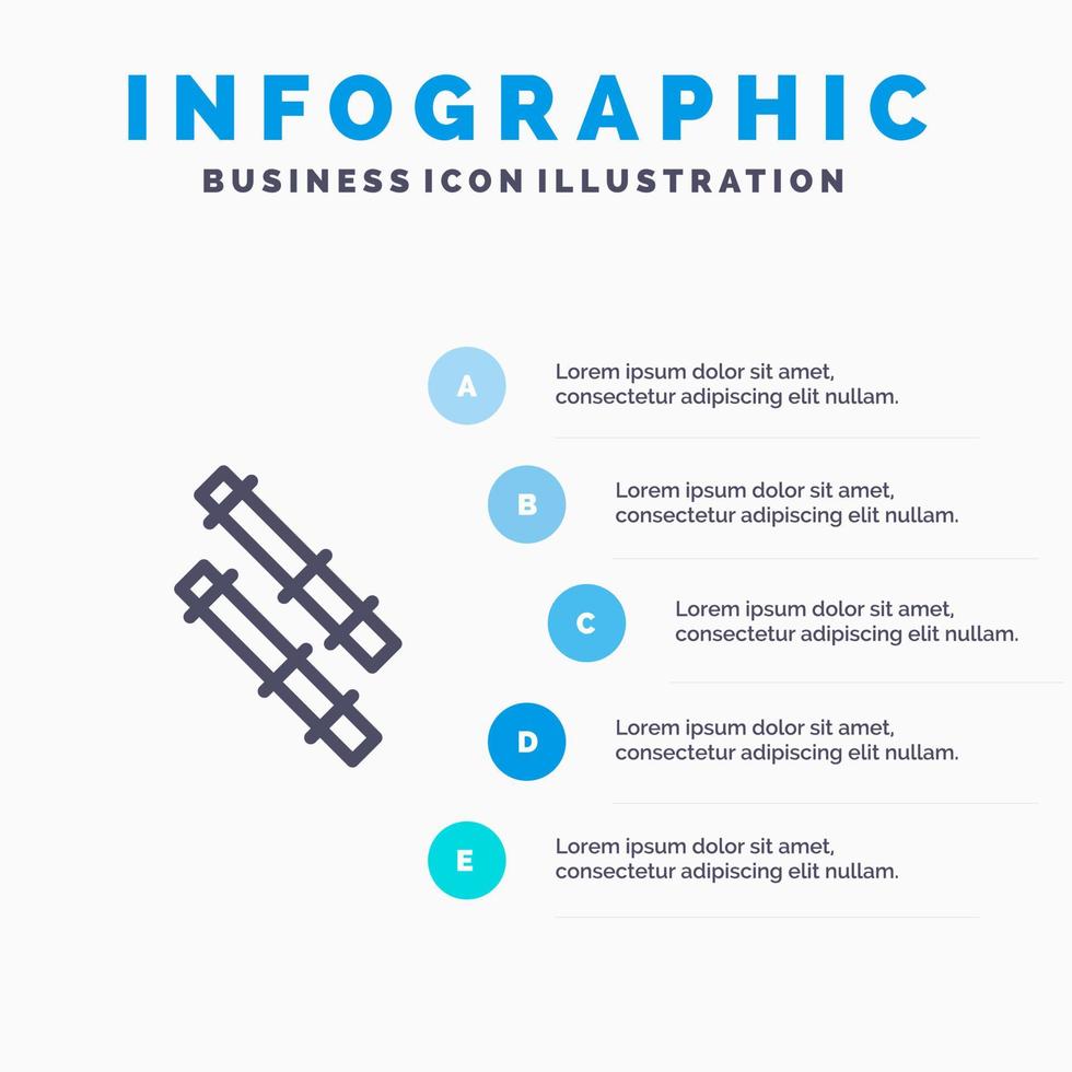 ícone de linha de vara de bambu com fundo de infográficos de apresentação de 5 passos vetor