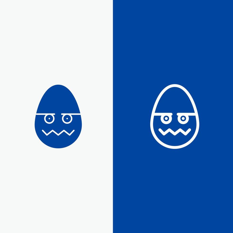 linha de ovo de páscoa de decoração de celebração e ícone sólido de glifo banner azul linha e ícone sólido de glifo banner azul vetor