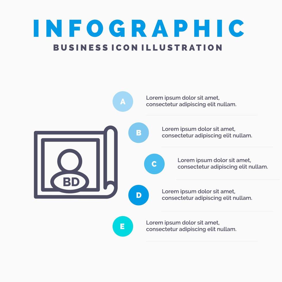 ícone de linha internacional de bandeira do país de bangladesh com fundo de infográficos de apresentação de 5 etapas vetor