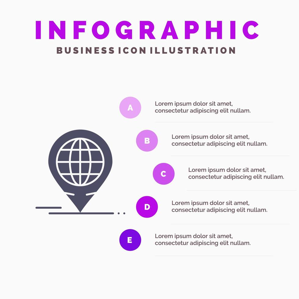 fórum de negócios global moderno ícone sólido infográficos fundo de apresentação de 5 etapas vetor