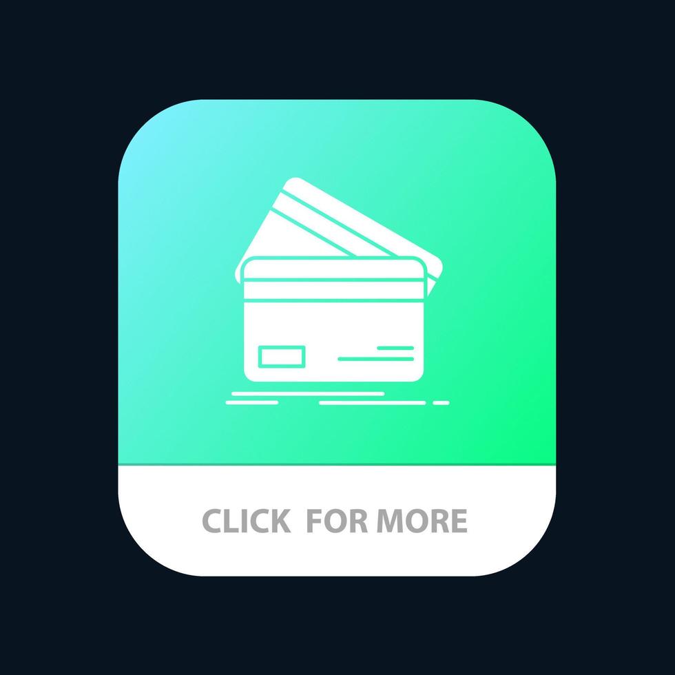 cartão de crédito cartões de visita cartão de crédito finanças dinheiro compras aplicativo móvel botão android e ios versão glifo vetor
