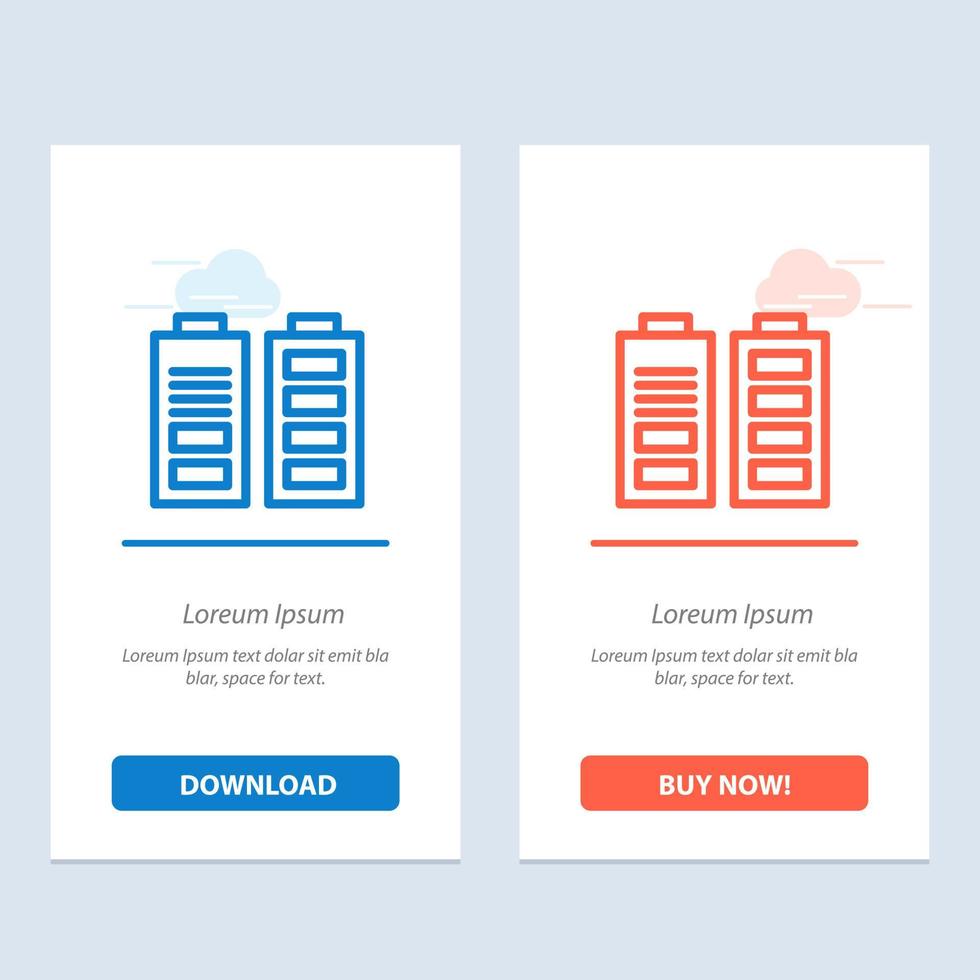 bateria do acumulador totalmente azul e vermelho baixe e compre agora modelo de cartão de widget da web vetor