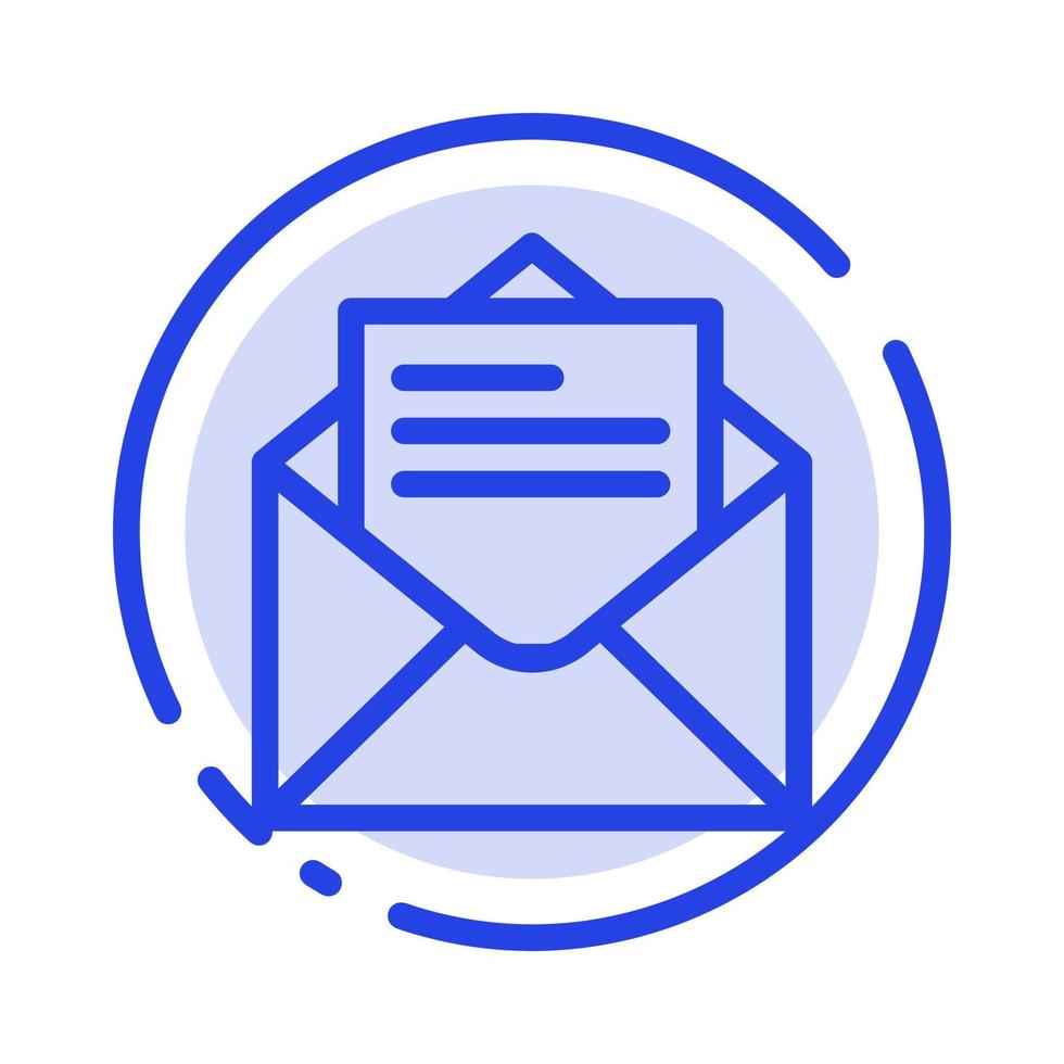 e-mail mensagem de correio texto linha pontilhada azul linha ícone vetor