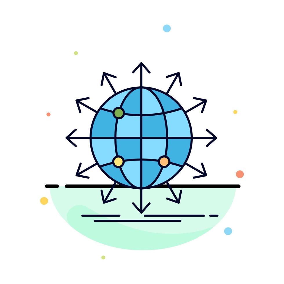 globo rede seta notícias em todo o mundo vetor de ícone de cor plana