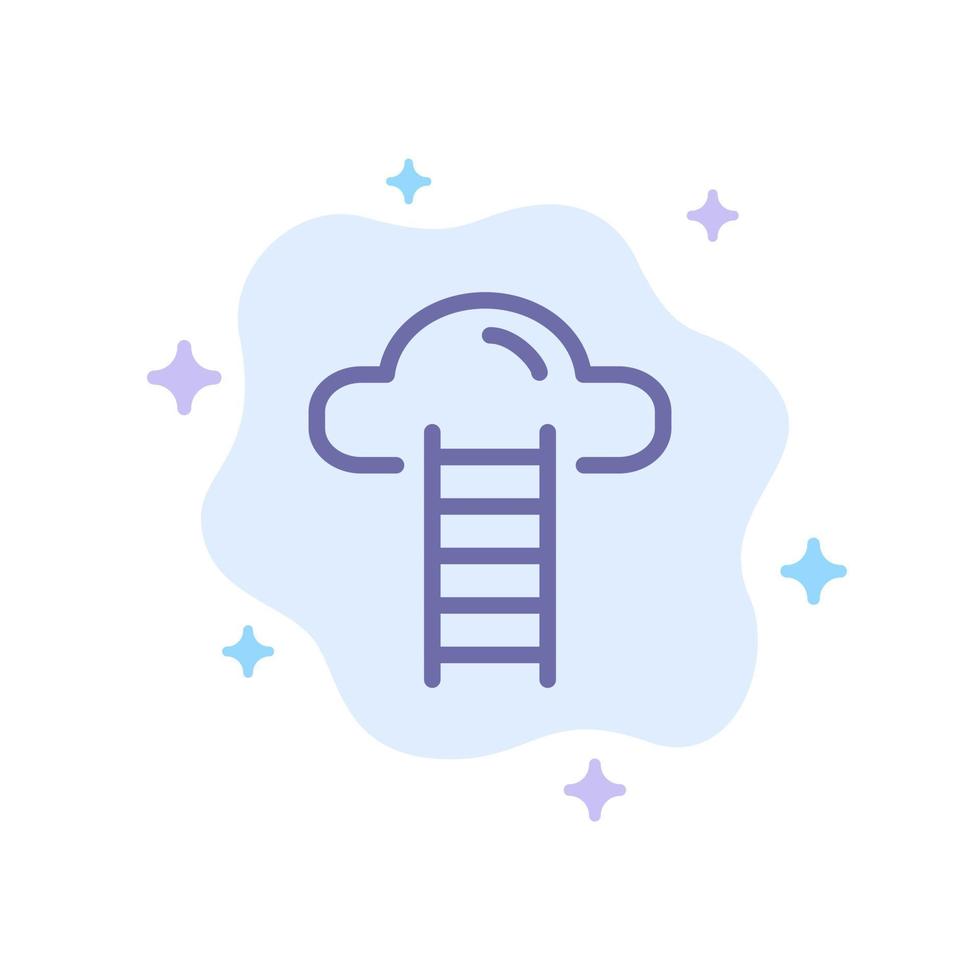 ícone azul da interface do usuário da nuvem da escada no fundo da nuvem abstrata vetor