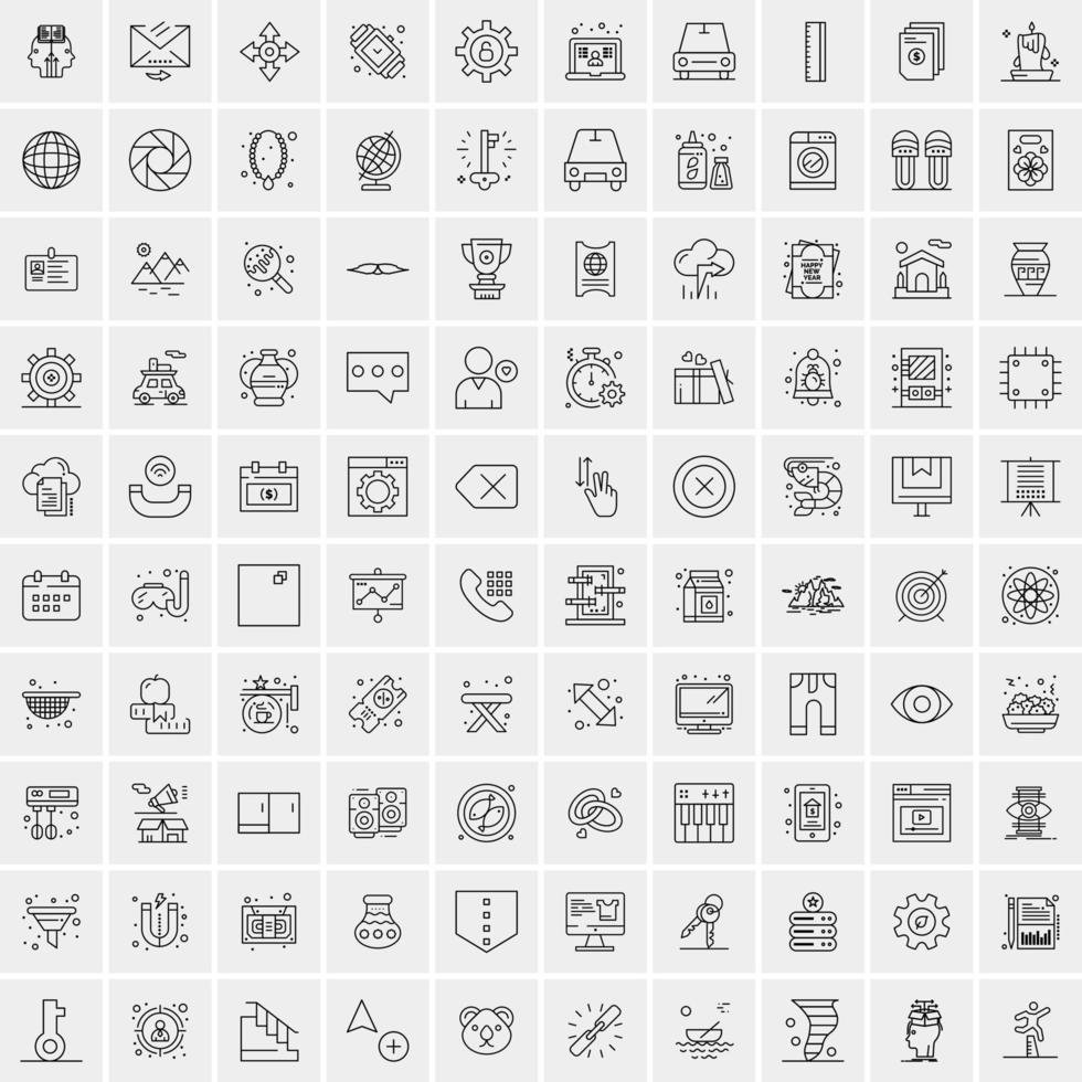 pacote de 100 ícones de linha universal para mobile e web vetor