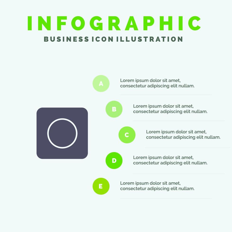 navegador de aplicativos maximizar infográficos de ícones sólidos fundo de apresentação de 5 etapas vetor