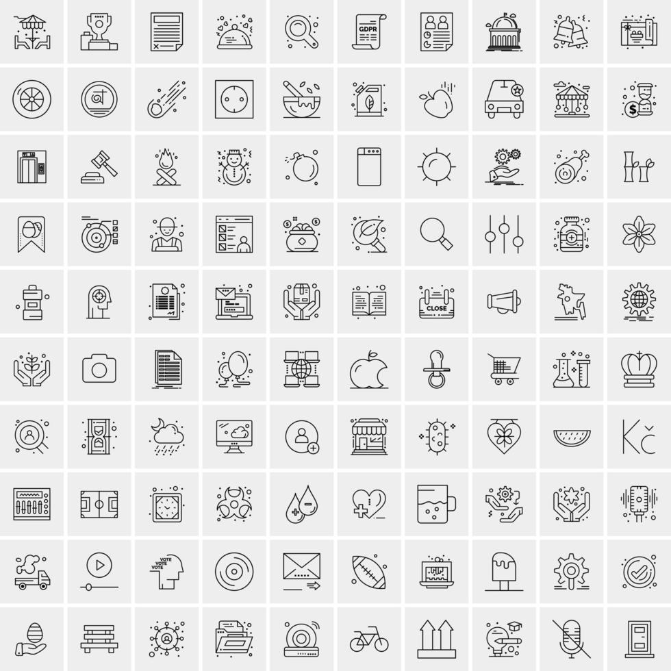 pacote de 100 ícones de linha universal para mobile e web vetor