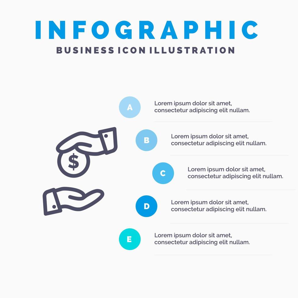 suborno suborno burocracia ícone de linha corrupta com fundo de infográficos de apresentação de 5 etapas vetor