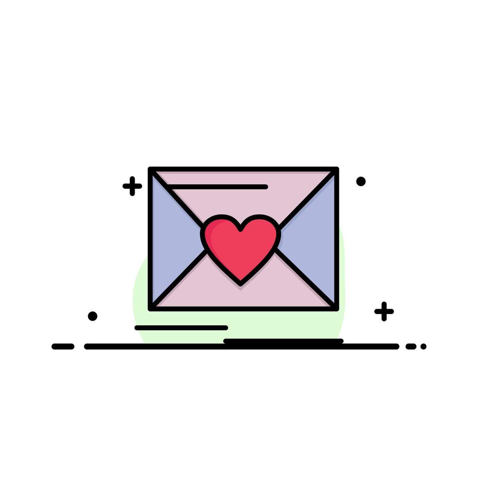 modelo de banner de vetor de ícone preenchido de linha plana de negócios de casamento de amor de correio
