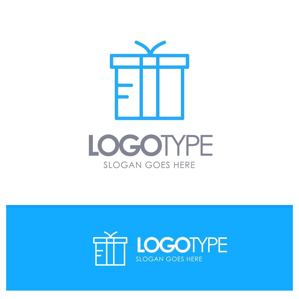 caixa de presente logístico global logotipo de contorno azul lugar para slogan vetor