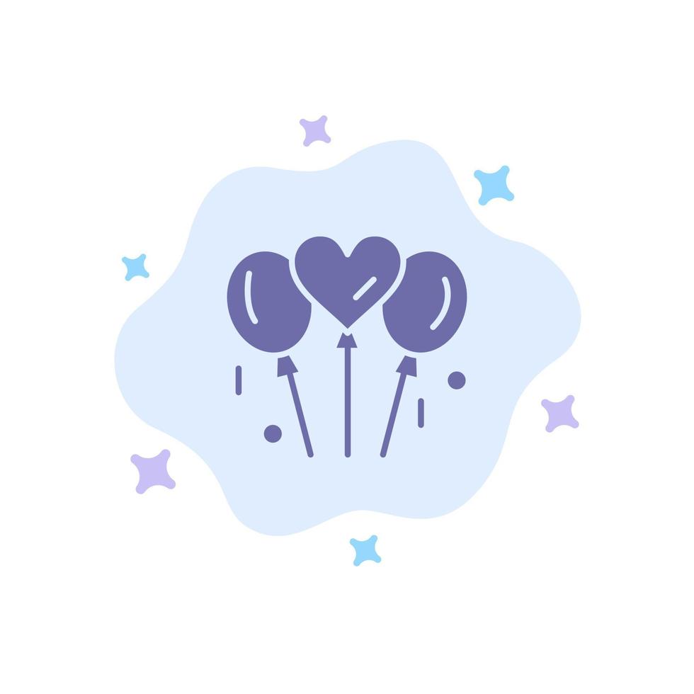 balão amor casamento coração azul ícone no fundo abstrato da nuvem vetor