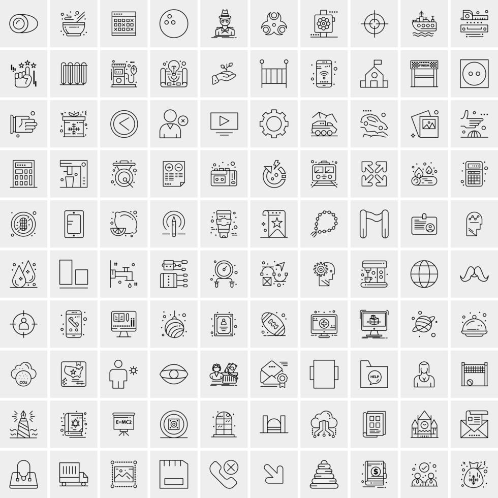 pacote de 100 ícones de linha universal para mobile e web vetor
