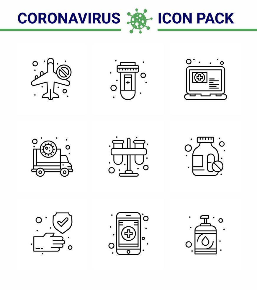 conjunto de ícones de prevenção de coronavírus 25 vírus azul vírus pandêmico corona nomeação vírus viral doença 2019nov vetor elementos de design