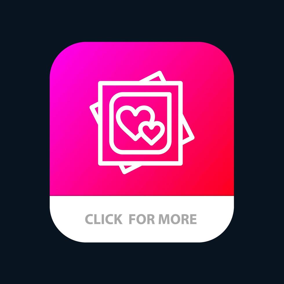 cartão coração amor proposta de cartão de casamento botão de aplicativo móvel versão de linha android e ios vetor