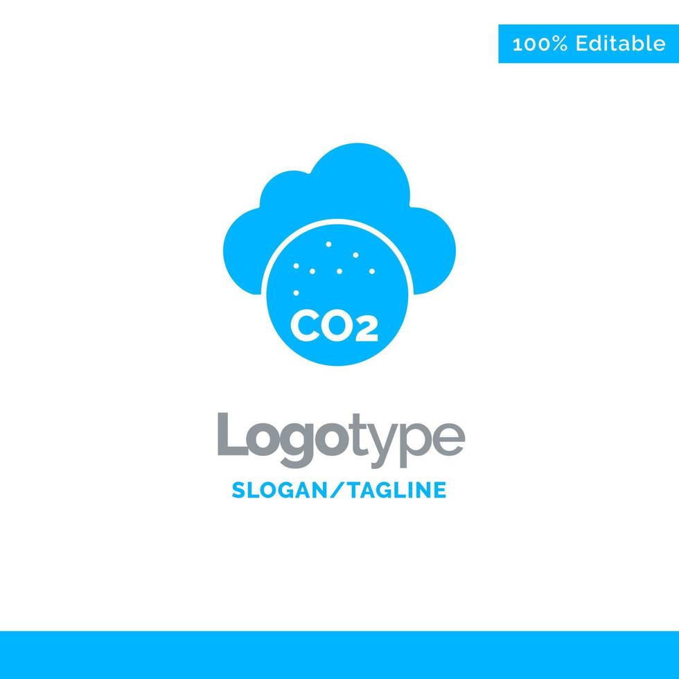 modelo de logotipo sólido azul de dióxido de carbono do ar CO2 poluição local para tagline vetor