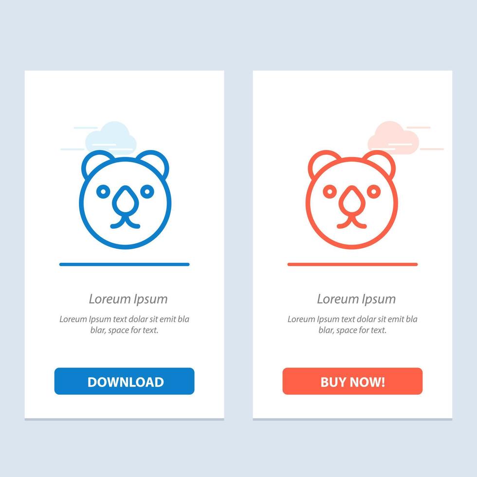 bear head predador azul e vermelho baixe e compre agora modelo de cartão de widget da web vetor