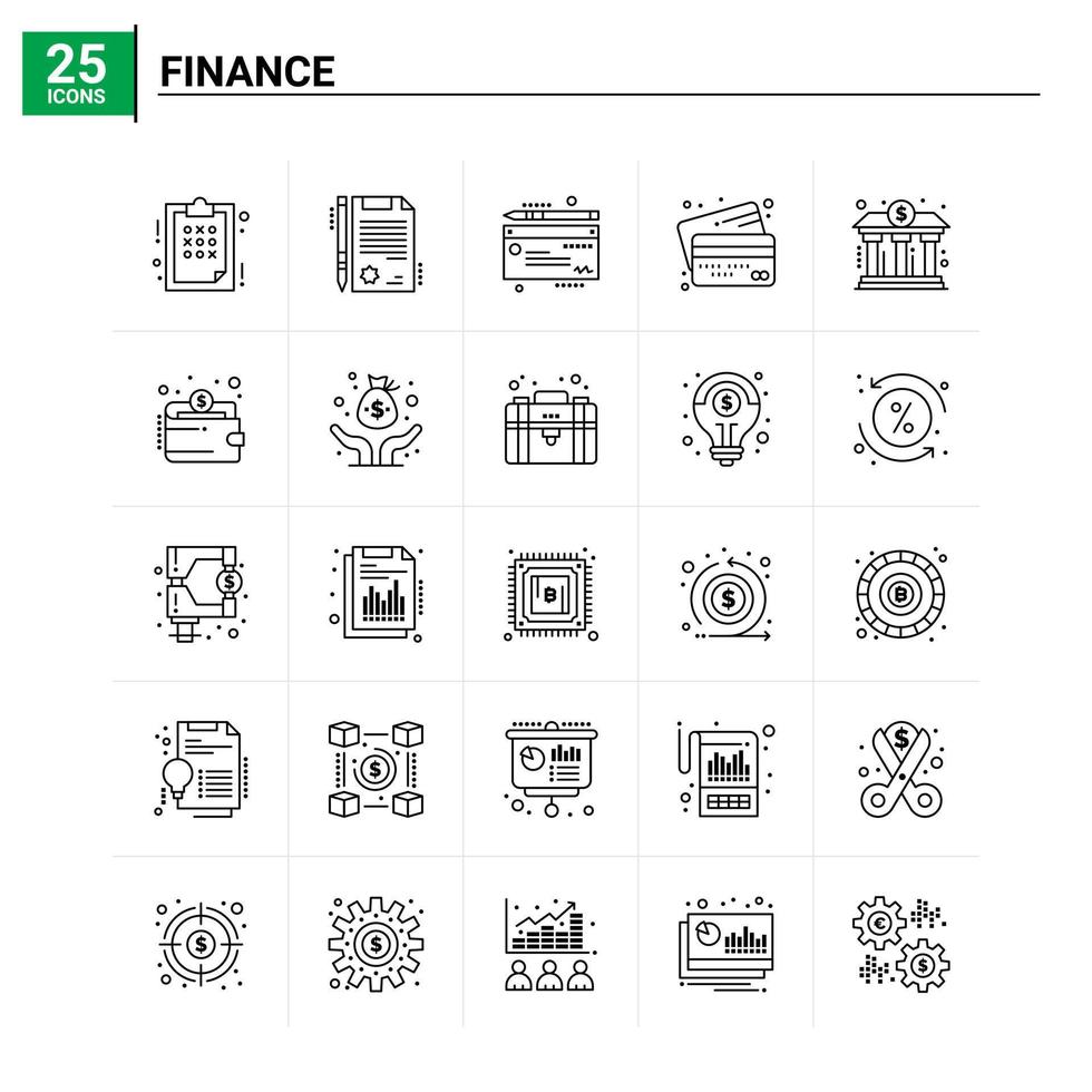 25 conjunto de ícones de finanças de fundo vetorial vetor