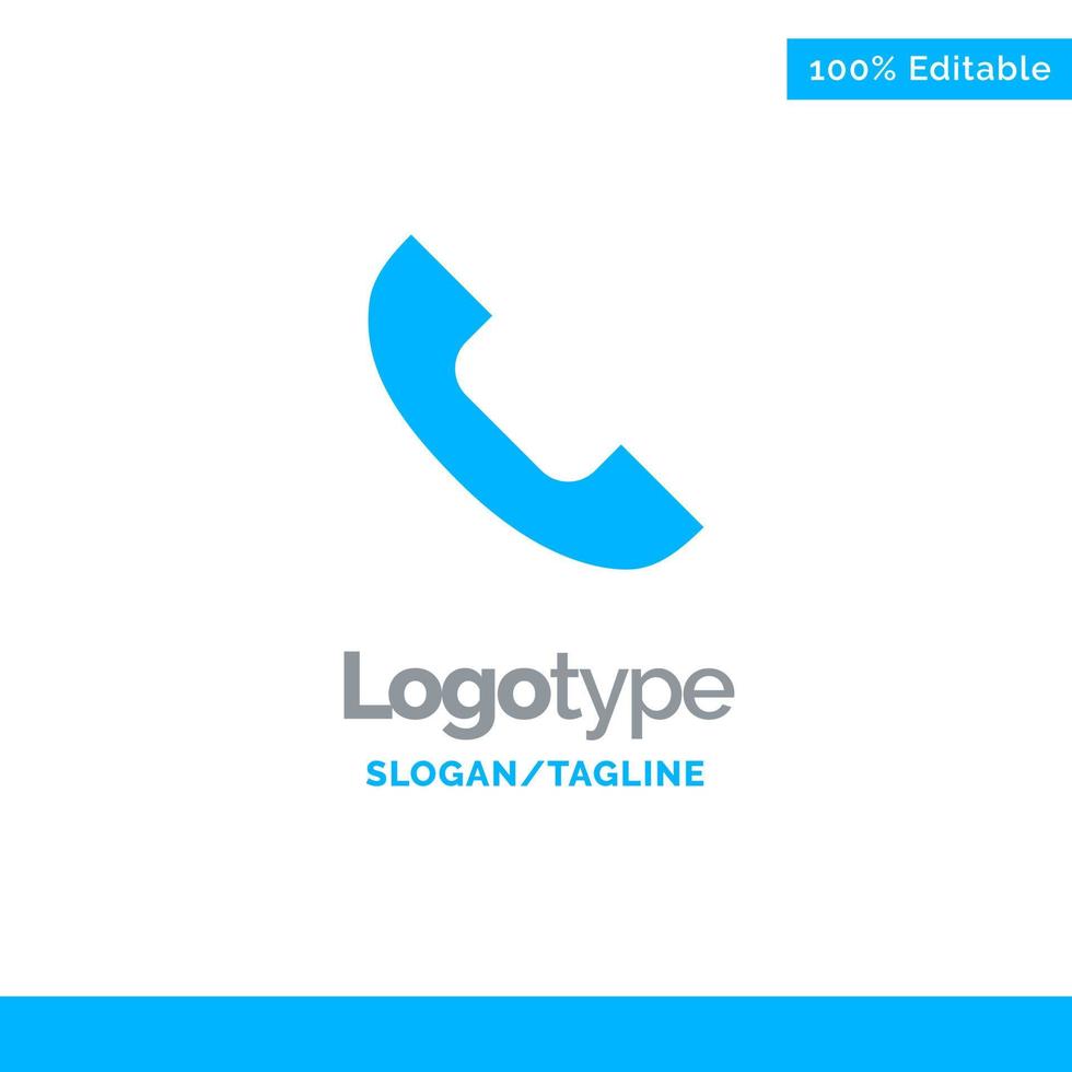 telefone de chamada modelo de logotipo sólido azul móvel lugar para tagline vetor