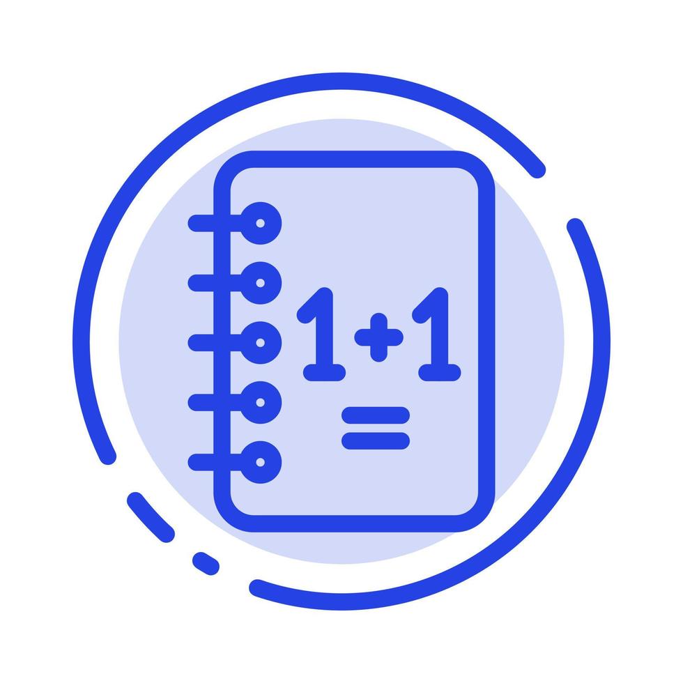 bloco de notas do bloco de notas da educação 11 ícone da linha pontilhada azul vetor
