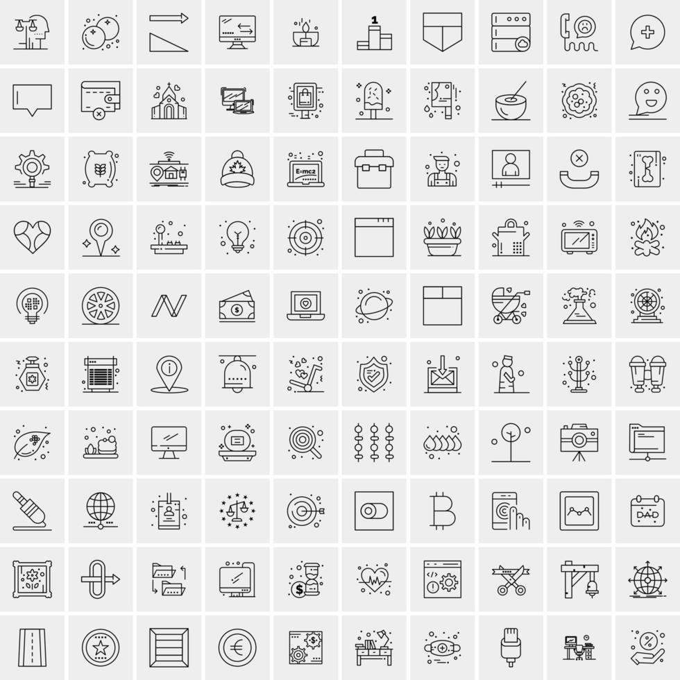 pacote de 100 ícones de linha universal para mobile e web vetor