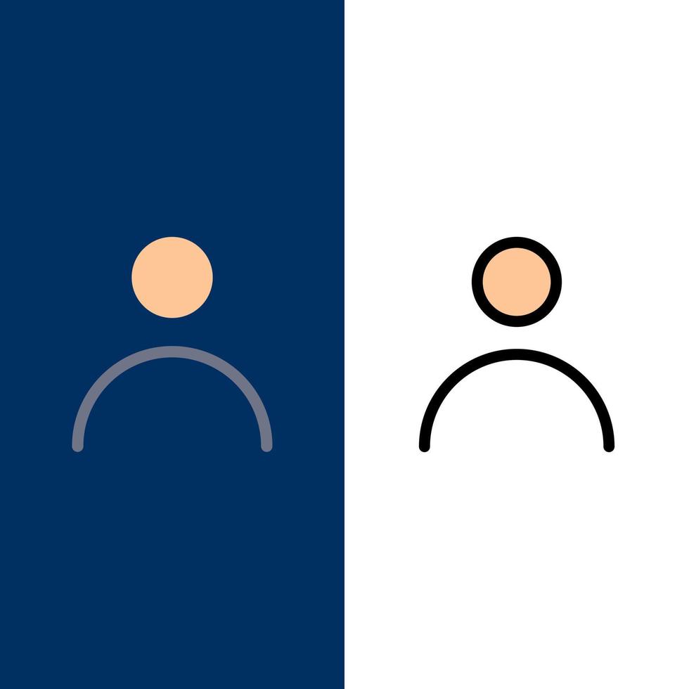 ícones de usuário de perfil de personalização pessoal plano e conjunto de ícones cheios de linha vector fundo azul