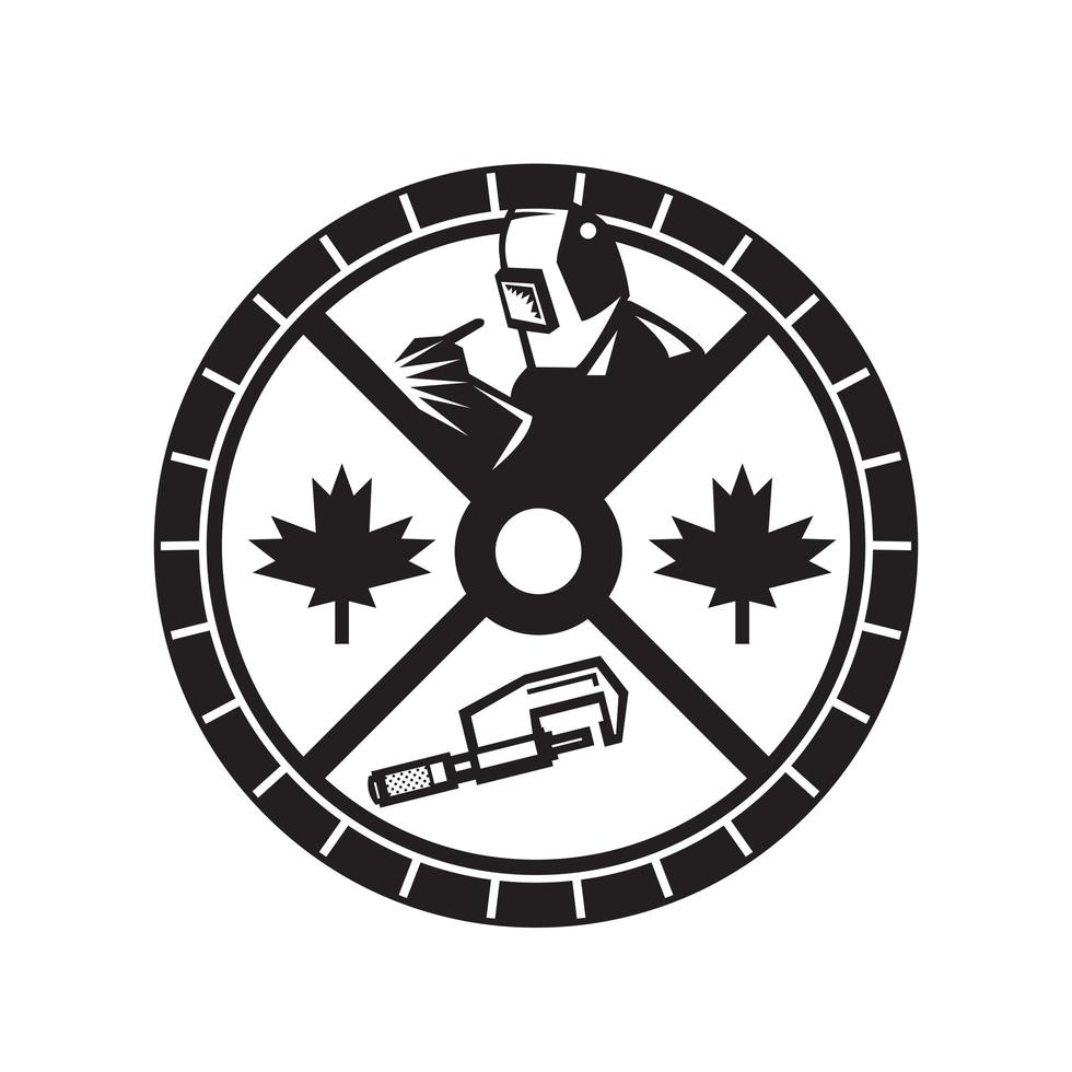 calibre soldador canadense círculo folha de bordo vetor