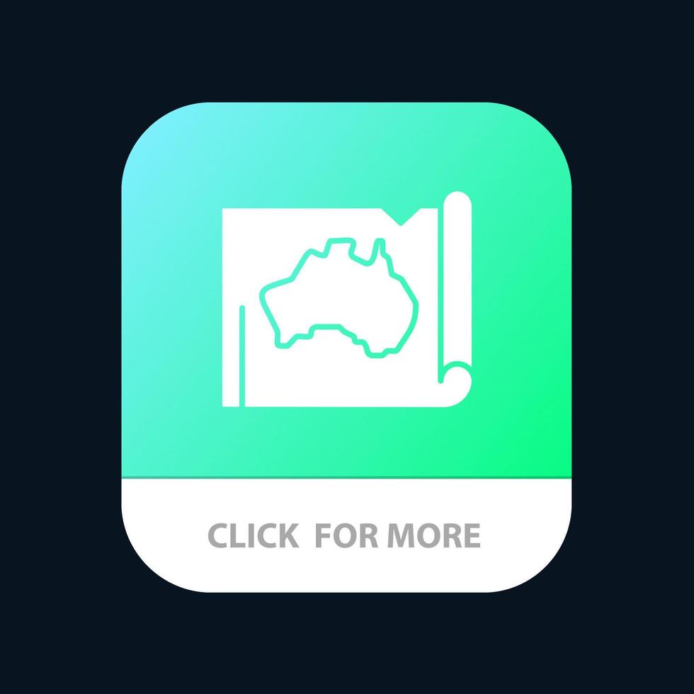 austrália país australiano mapa de localização viagem botão de aplicativo móvel android e ios versão glifo vetor