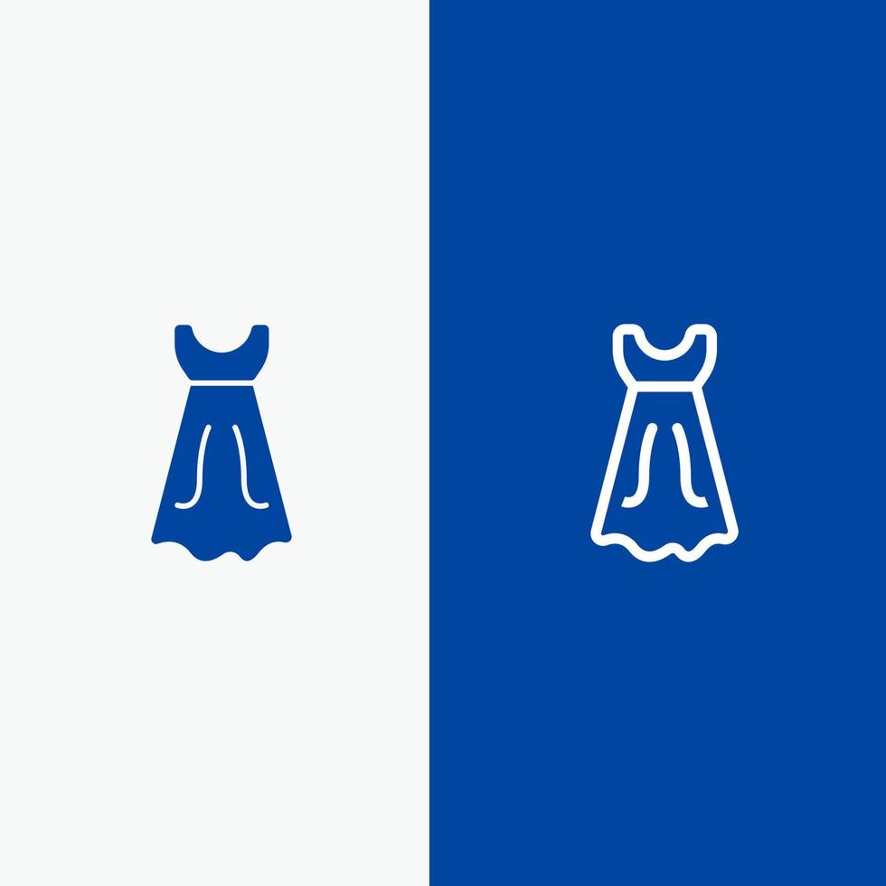 vestido menina linha de casamento e glifo ícone sólido bandeira azul vetor