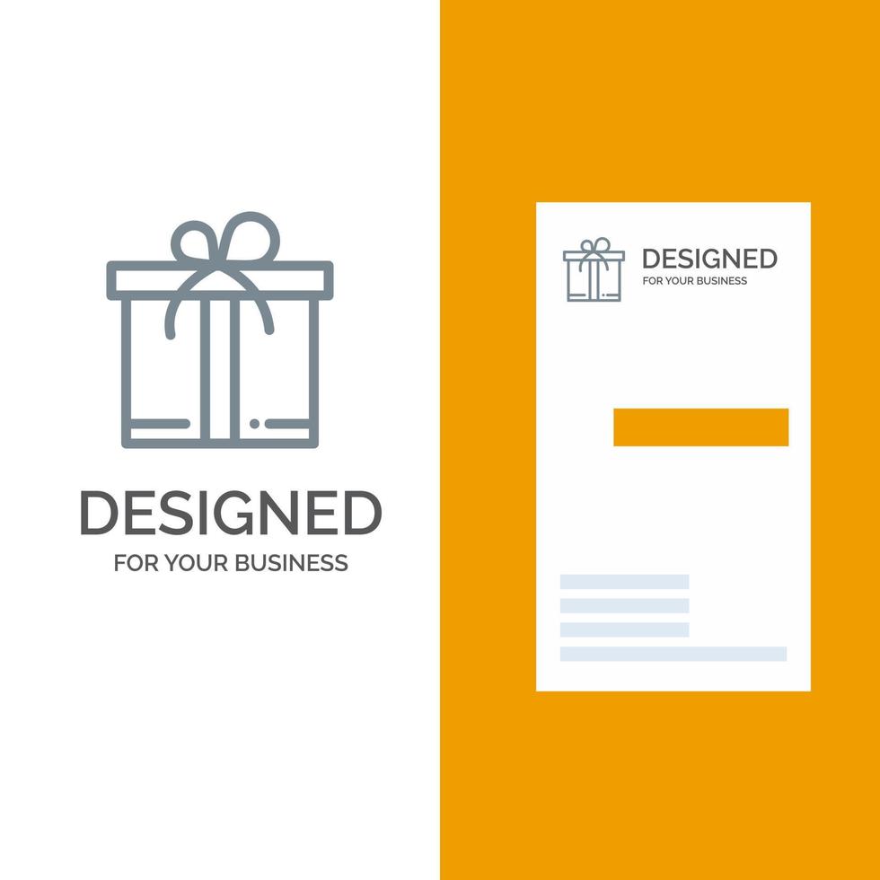 design de logotipo cinza de motivação de caixa de presente e modelo de cartão de visita vetor