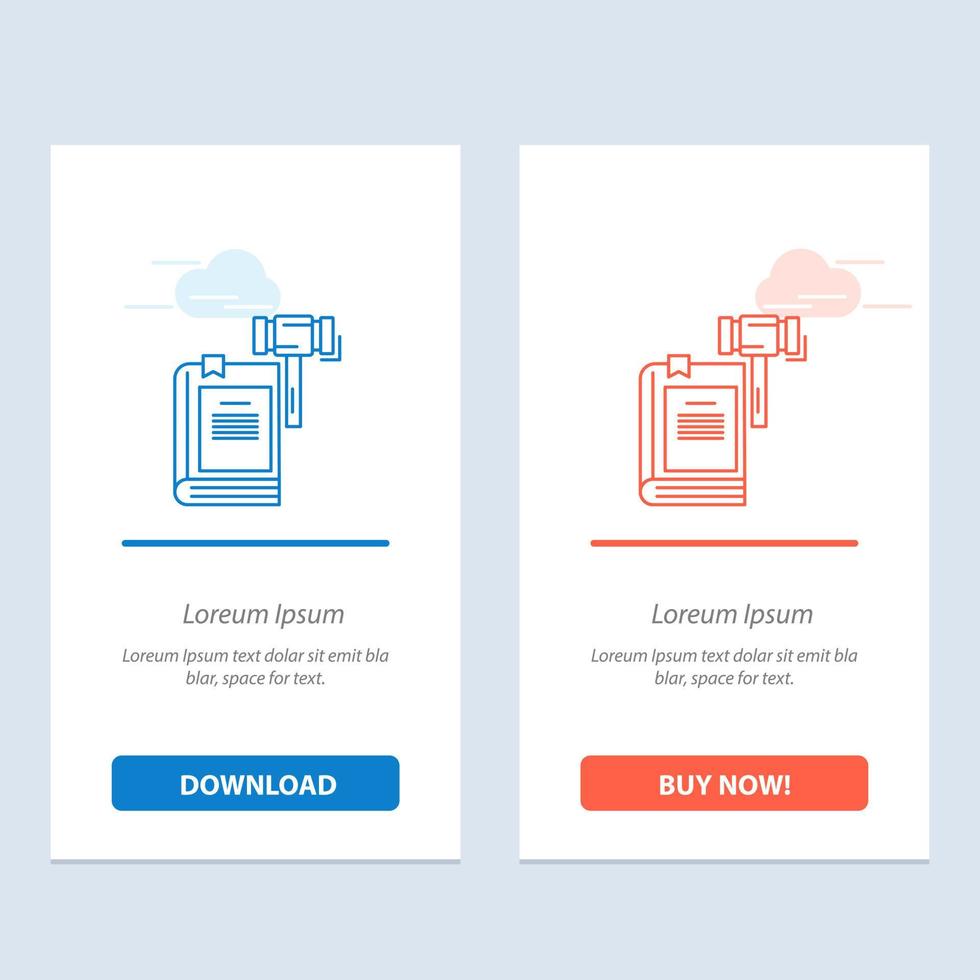 lei ação leilão tribunal martelo martelo legal azul e vermelho baixe e compre agora modelo de cartão de widget da web vetor