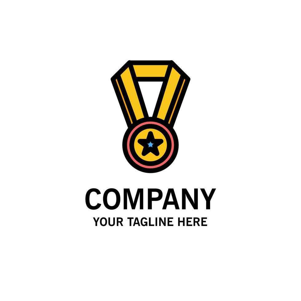 modelo de logotipo de negócios de medalha de educação de conquista cor lisa vetor