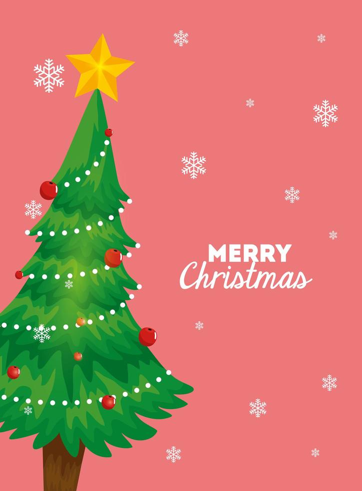 cartaz de feliz natal com pinheiro vetor