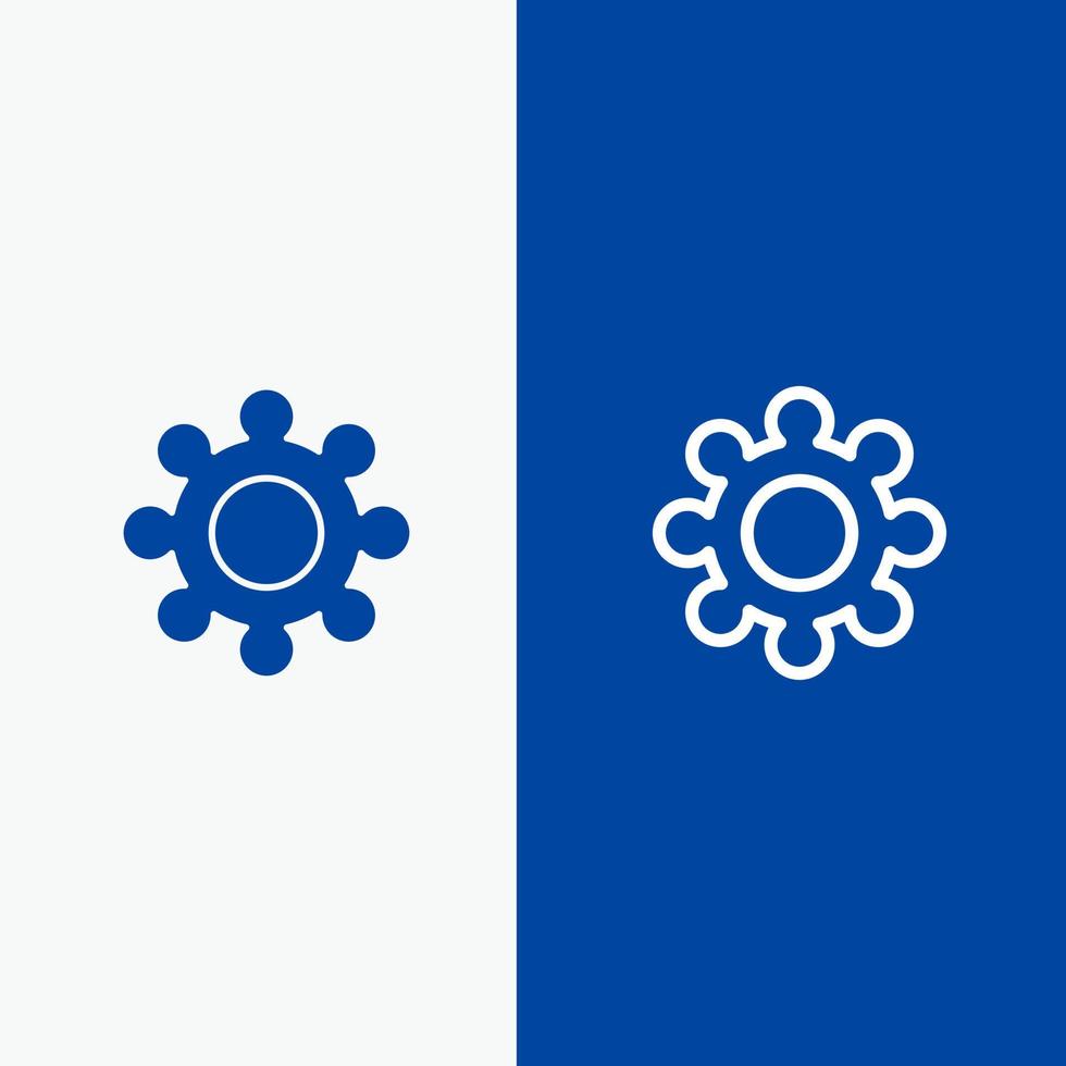 configuração de engrenagem linha de engrenagens e ícone sólido de glifo banner azul linha e ícone sólido de glifo banner azul vetor