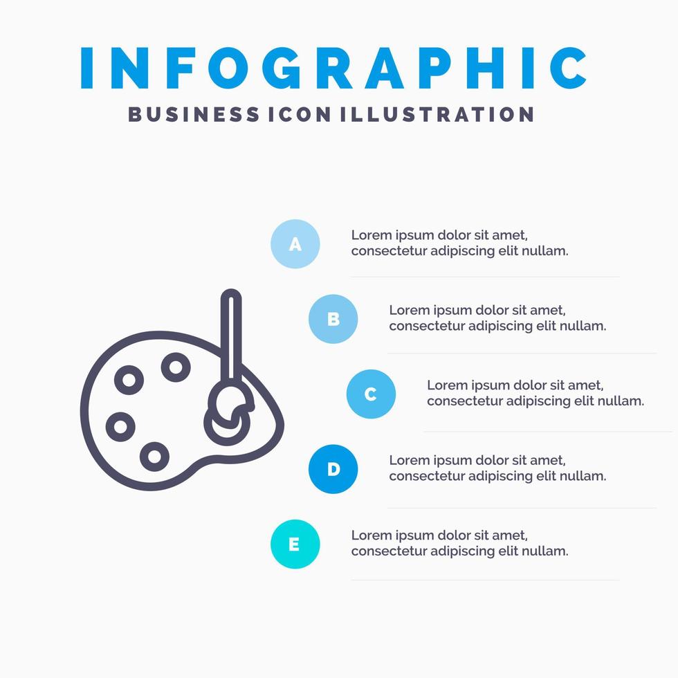 ícone de linha de edição de desenho de arte com fundo de infográficos de apresentação de 5 etapas vetor