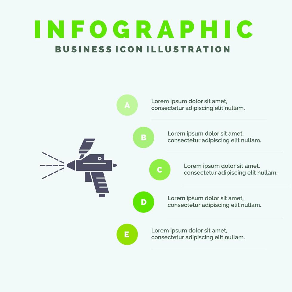 construção de arma de tinta spray infográficos de ícone sólido fundo de apresentação de 5 etapas vetor