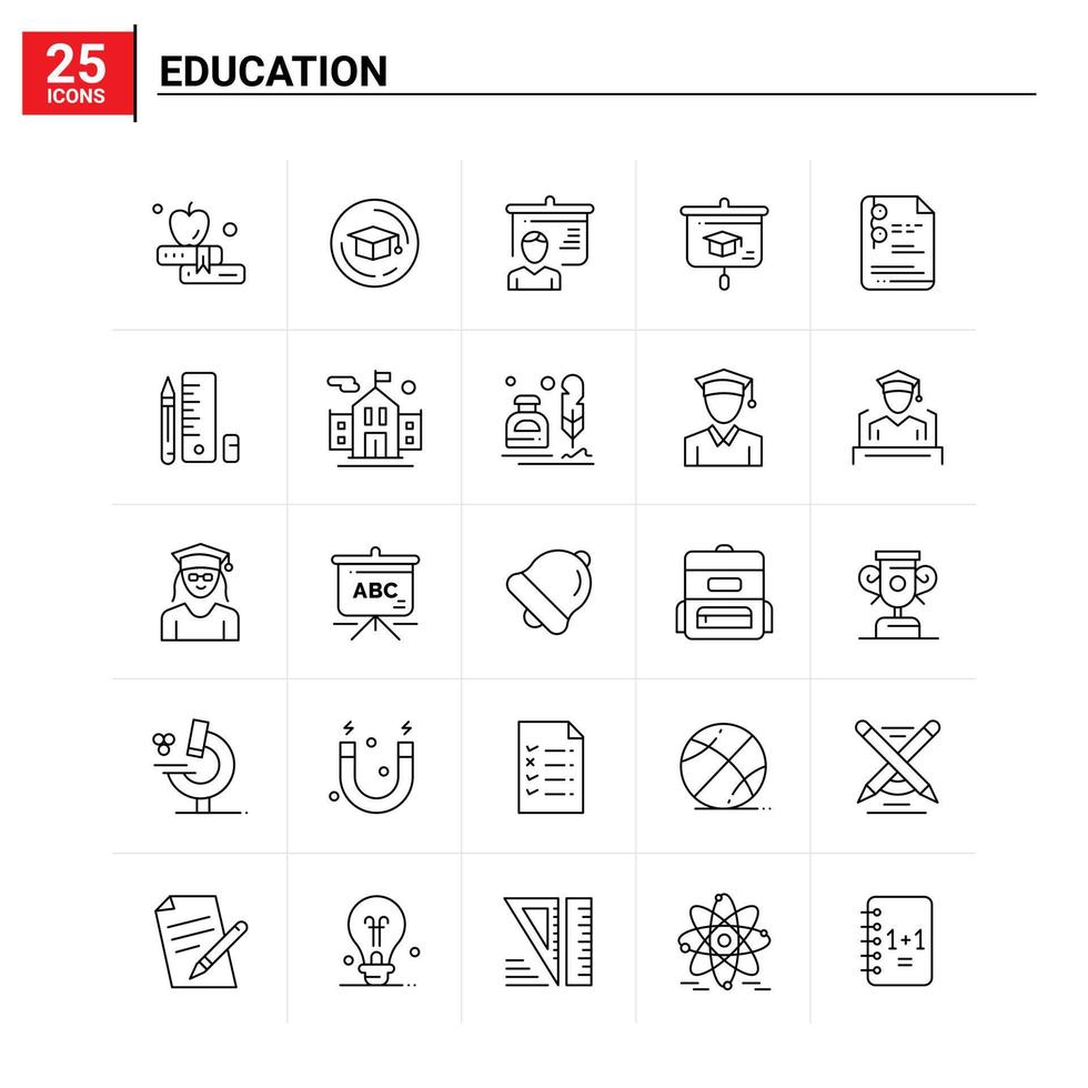 25 conjunto de ícones de educação de fundo vetorial vetor