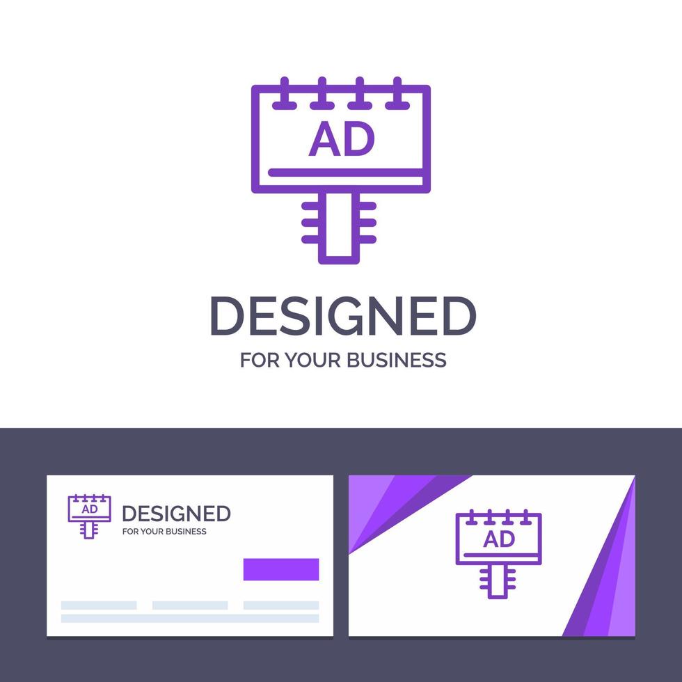 cartão de visita criativo e modelo de logotipo ilustração em vetor placa de publicidade placa de anúncio