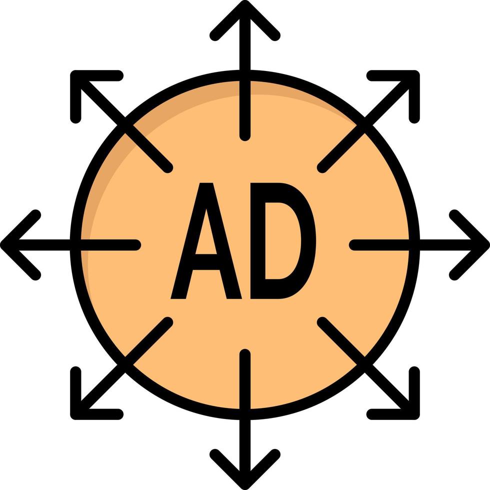 apresentação de publicidade modelo de banner de ícone de vetor de ícone de cor plana de anúncio de envio de publicidade