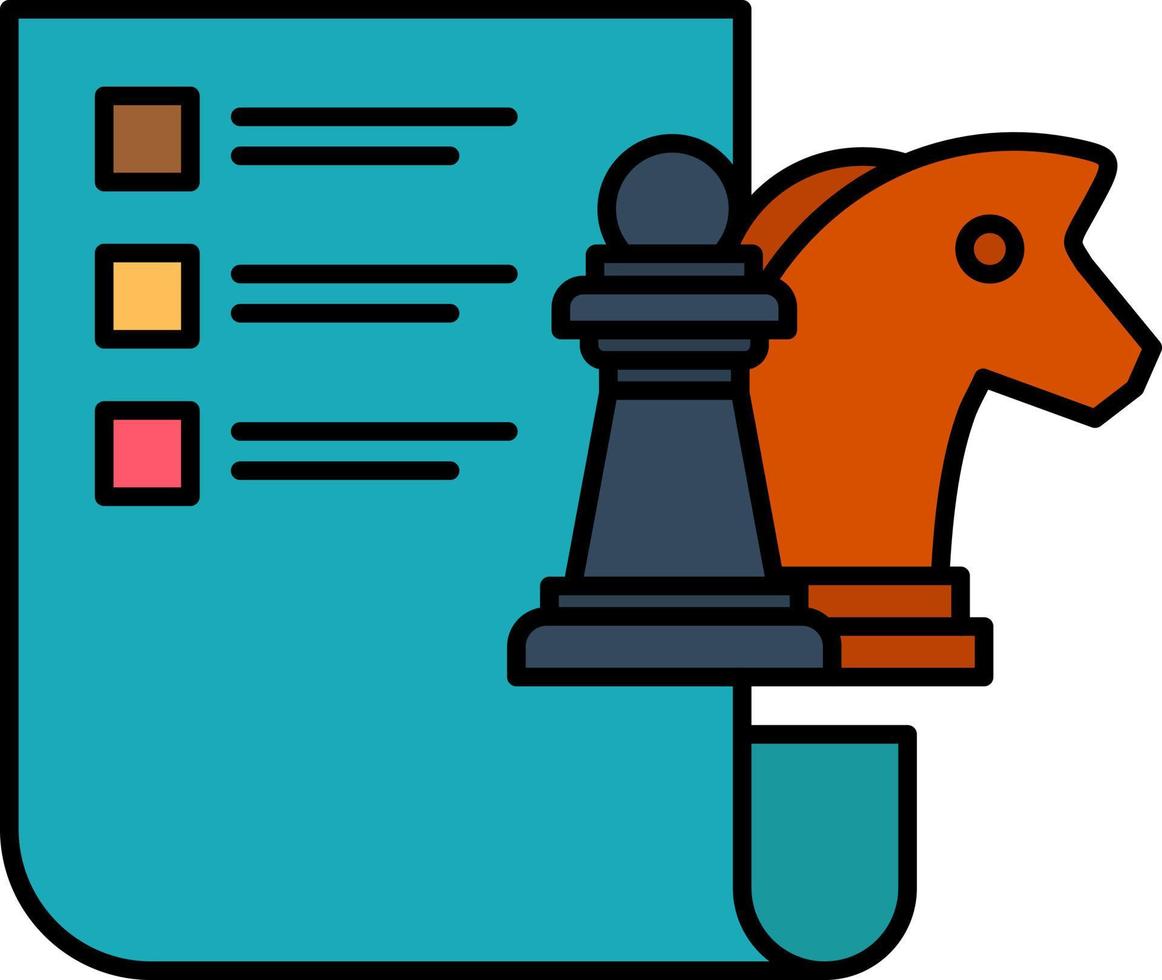 modelo de banner de ícone de vetor de ícone de cor plana de planejamento de estratégia de negócios de xadrez