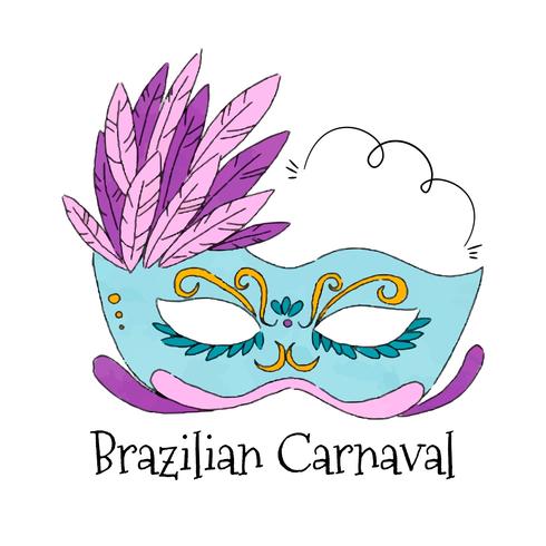 Aquarela Máscara Brasileira Para Carnaval vetor